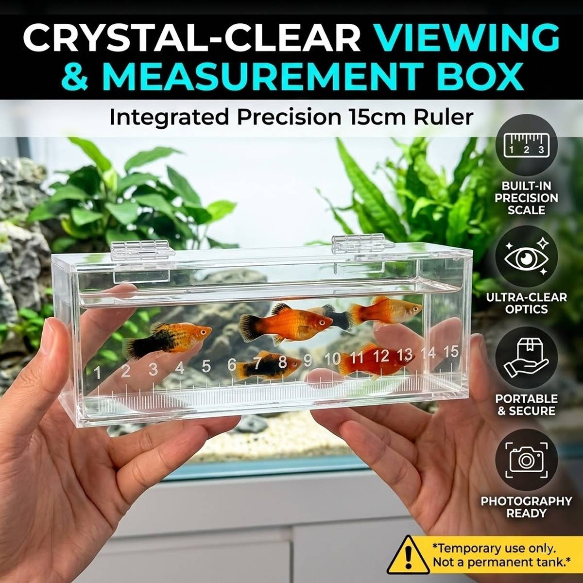 Fish Watching Box Acrylic Measuring Tank with Ruler