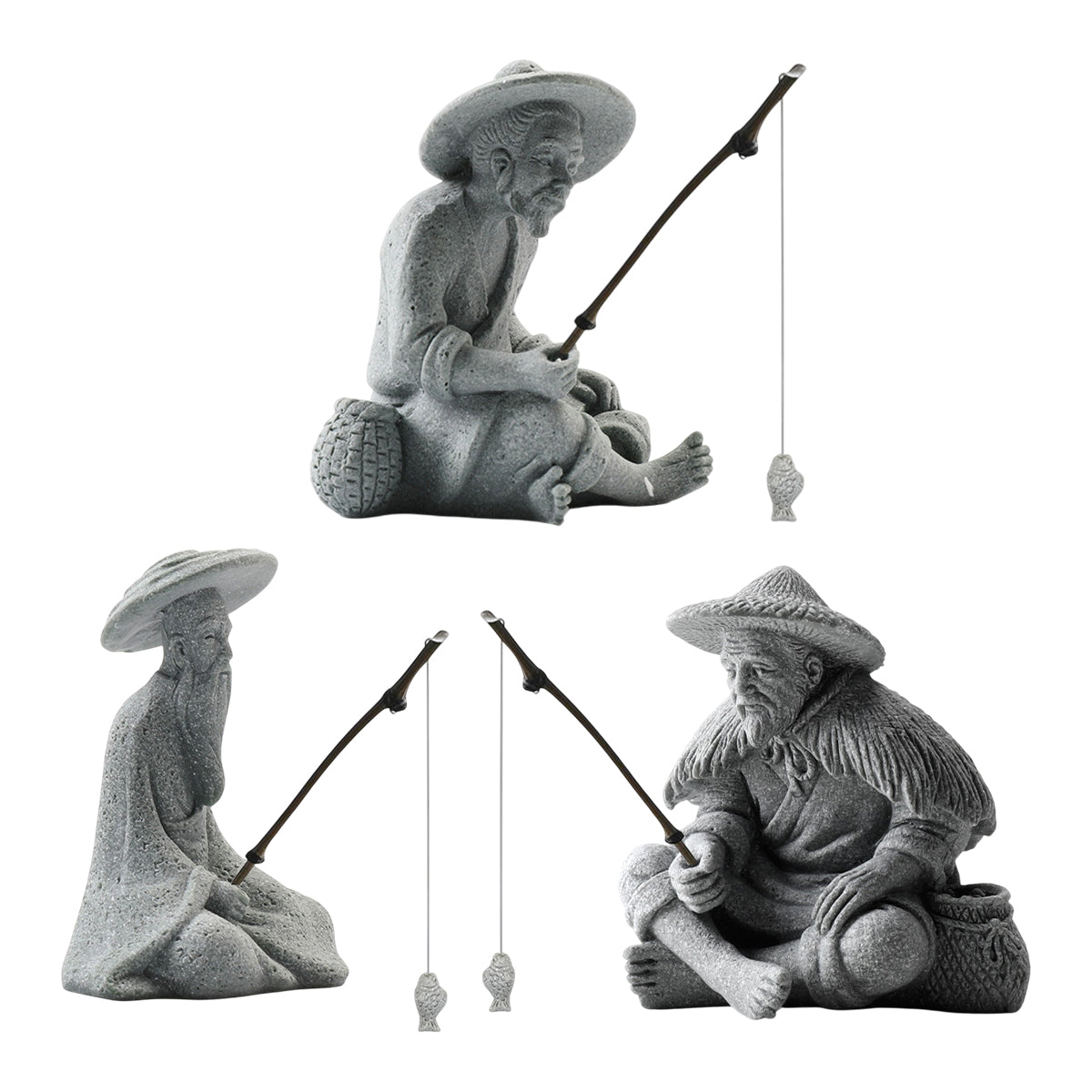 Fishing Man Ornament Statue Aesthetic Durable for Aquarium Fish Tank Decor Use