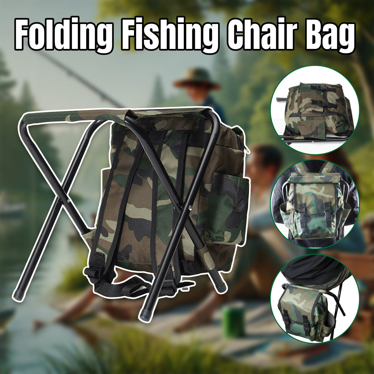 Outdoor Folding Chair Multi Functional Portable Camping Fishing Bag Stool Seat