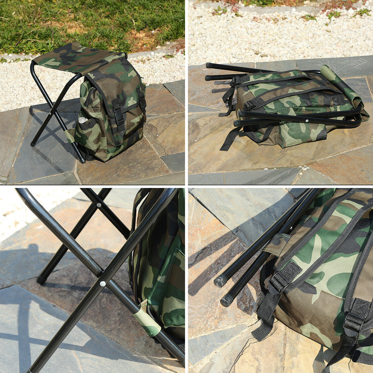 Outdoor Folding Chair Multi Functional Portable Camping Fishing Bag Stool Seat