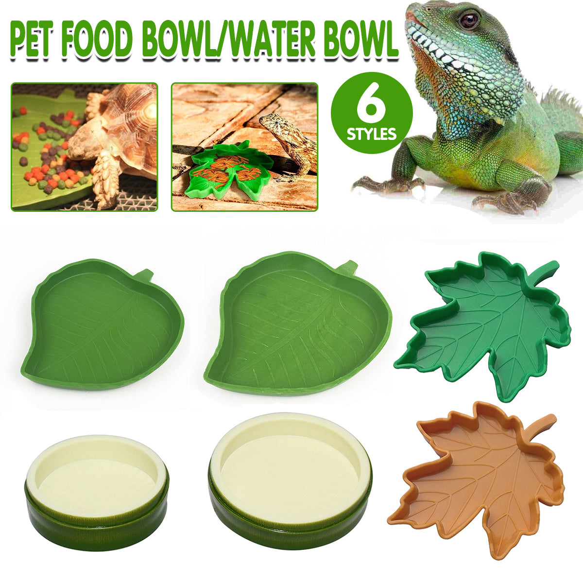 Leaf-Shaped Reptile Feeding Dish Plastic Water Bowl for Terrarium