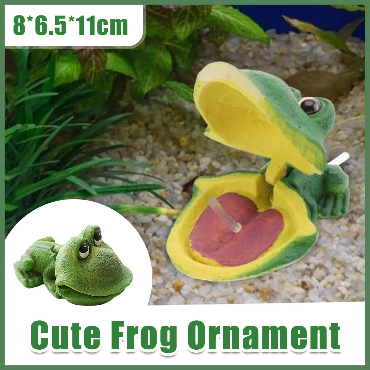 Aquarium Frog Ornament Cute Frog Decor for Fish Tank with Air Bubble Feature