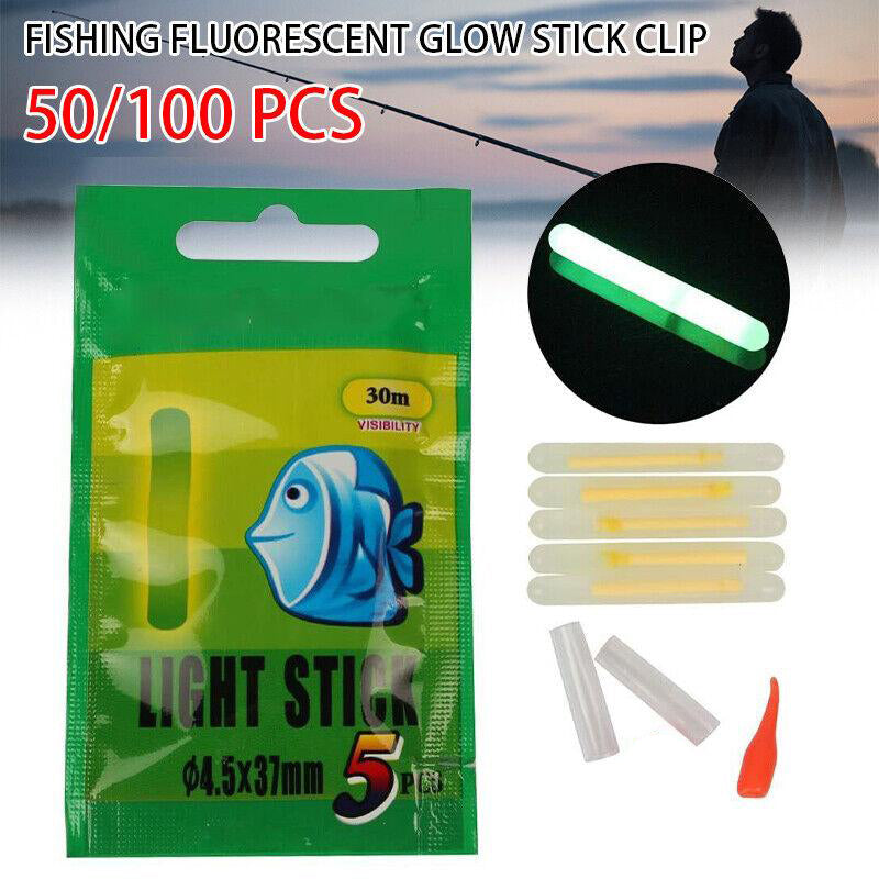 UP100x Chemical Light Fishing Fluorescent Glow Sticks Clip On the Rod Tip Au