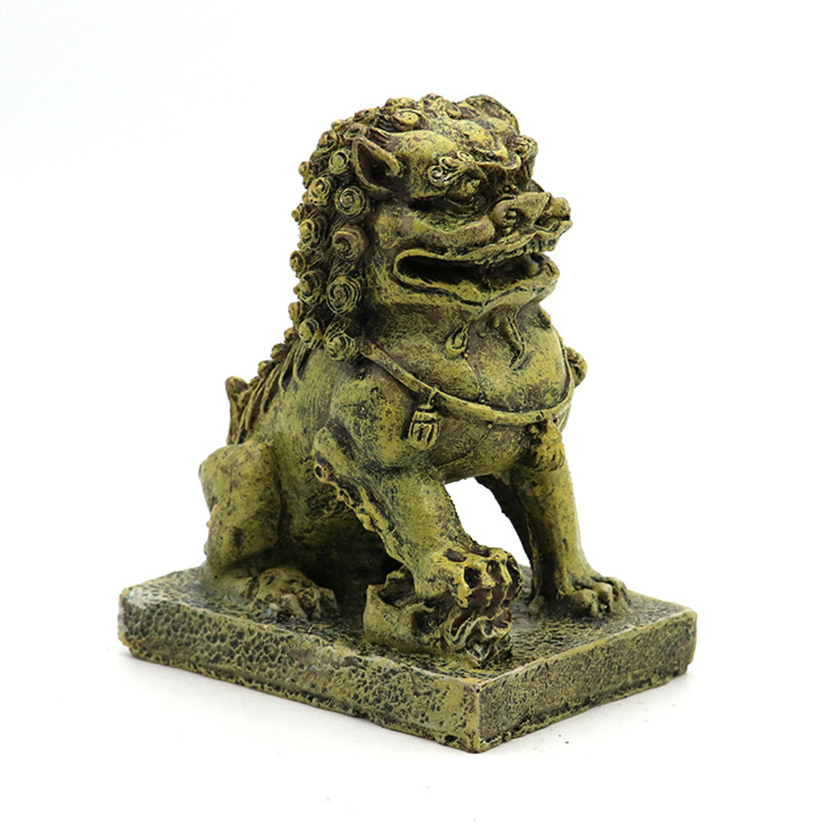 Resin Guardian Lion Aquarium Ornament Antique Bronze Decor