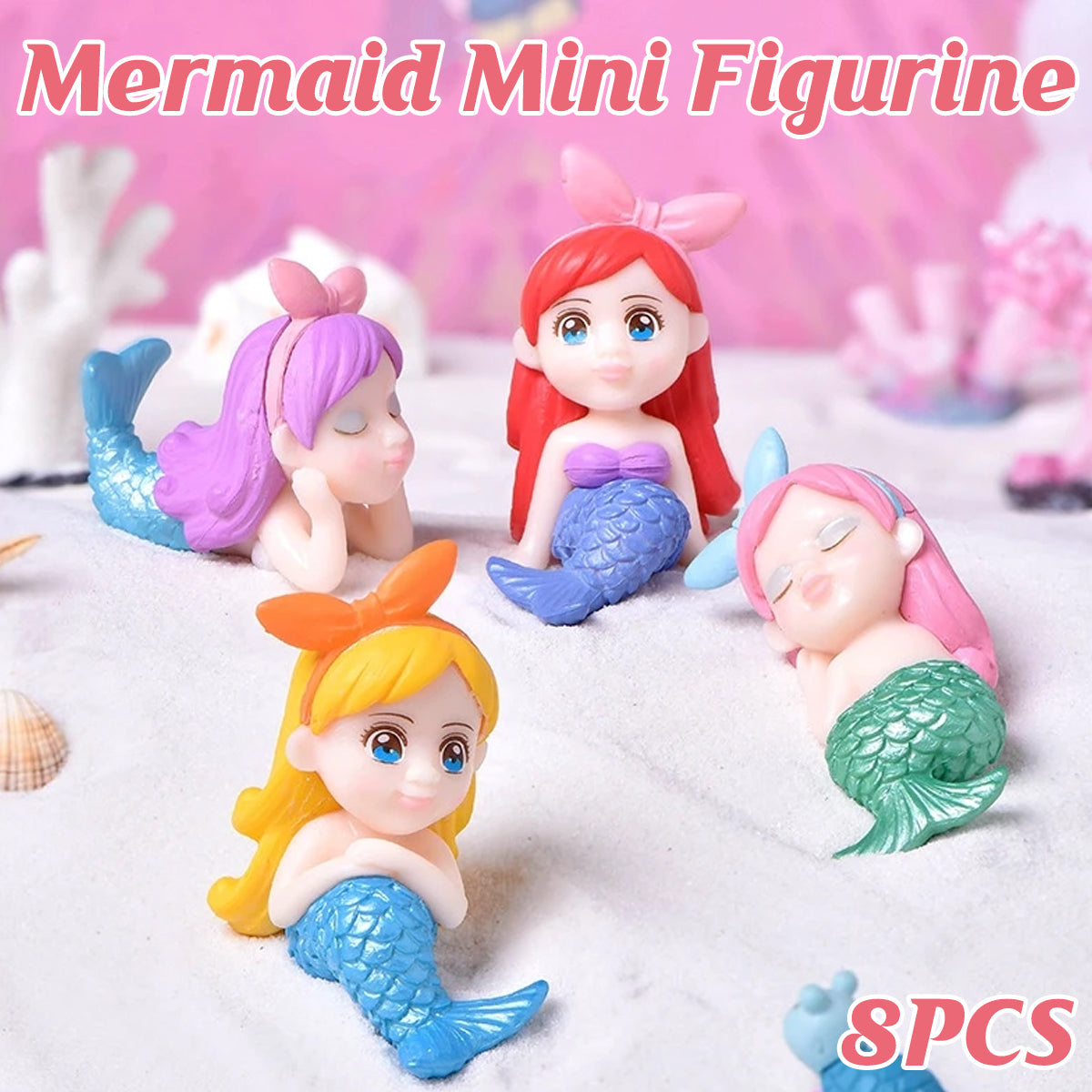 Mini Mermaid Figurine Set 8PCS