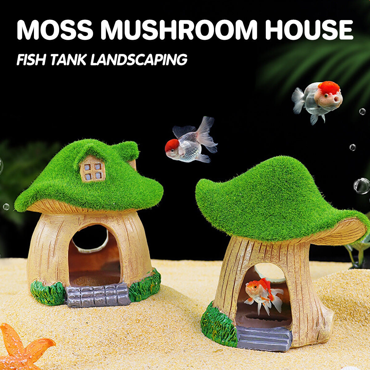 Aquarium Moss Mushroom House Aquascape Crafts Fish Shrimp Hiding Decoration