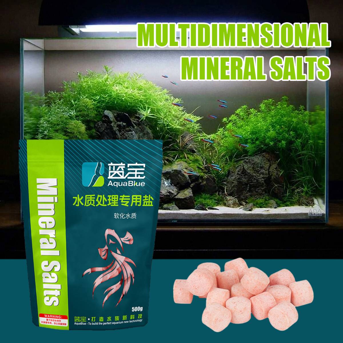 Aquarium fish salt 2-pack stress relief tonic – product view 2