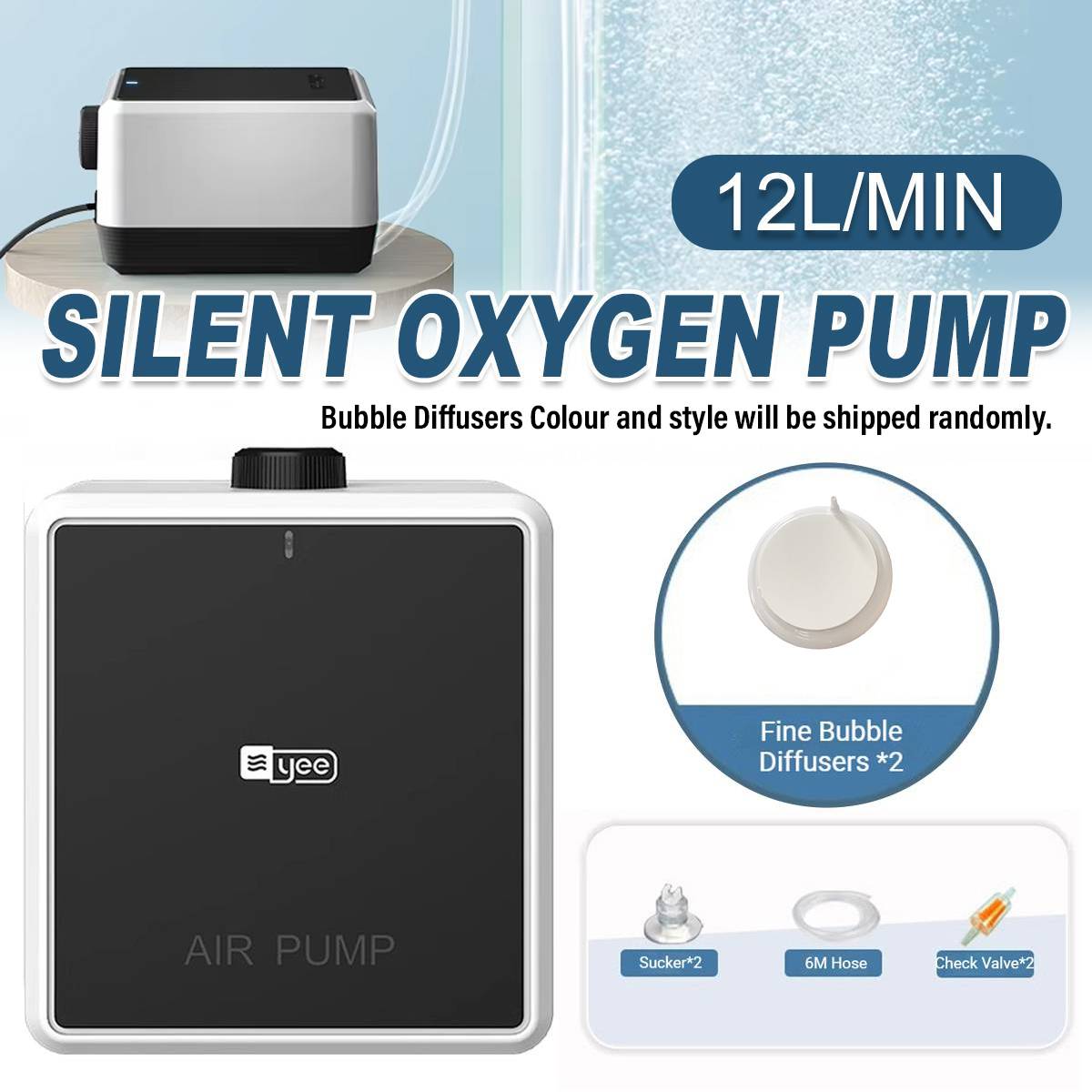 Yee Silent Oxygen Pump 12L/min Aquarium Air Pump