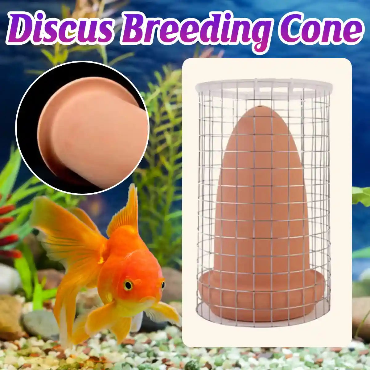 Discus Breeding Cone Clay Spawning Cone With Protective Guard For Aquarium Fish