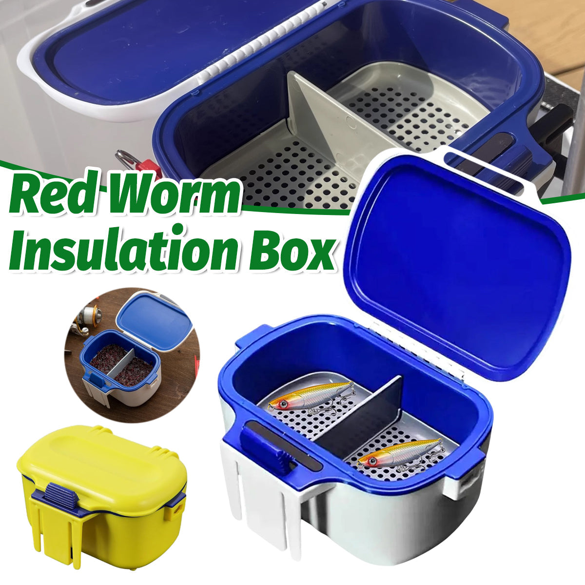 Fishing Bait Box Insulated Worm Container Live Bait Holder Portable Waist Can