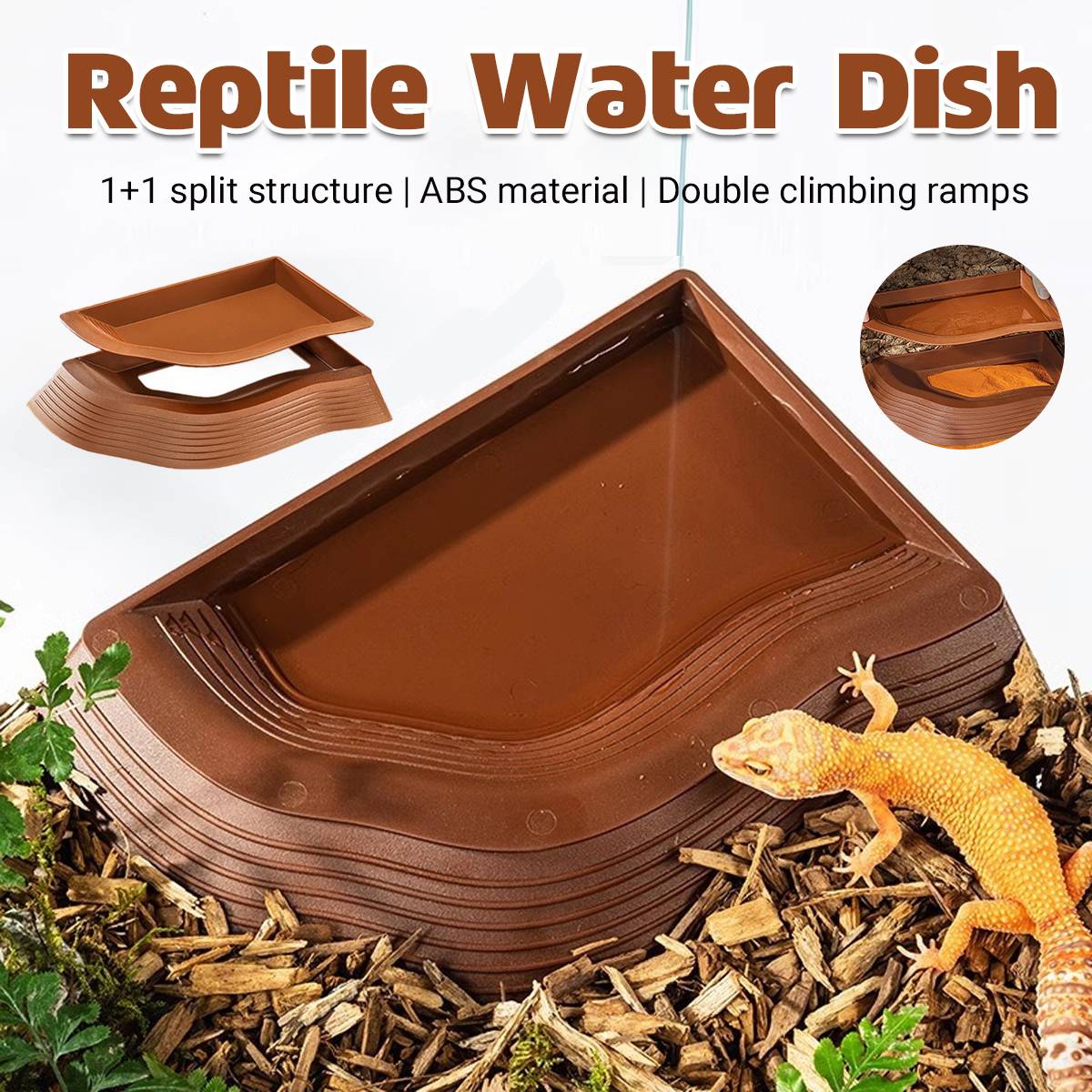 Reptile Water Dish With Ramp For Turtles