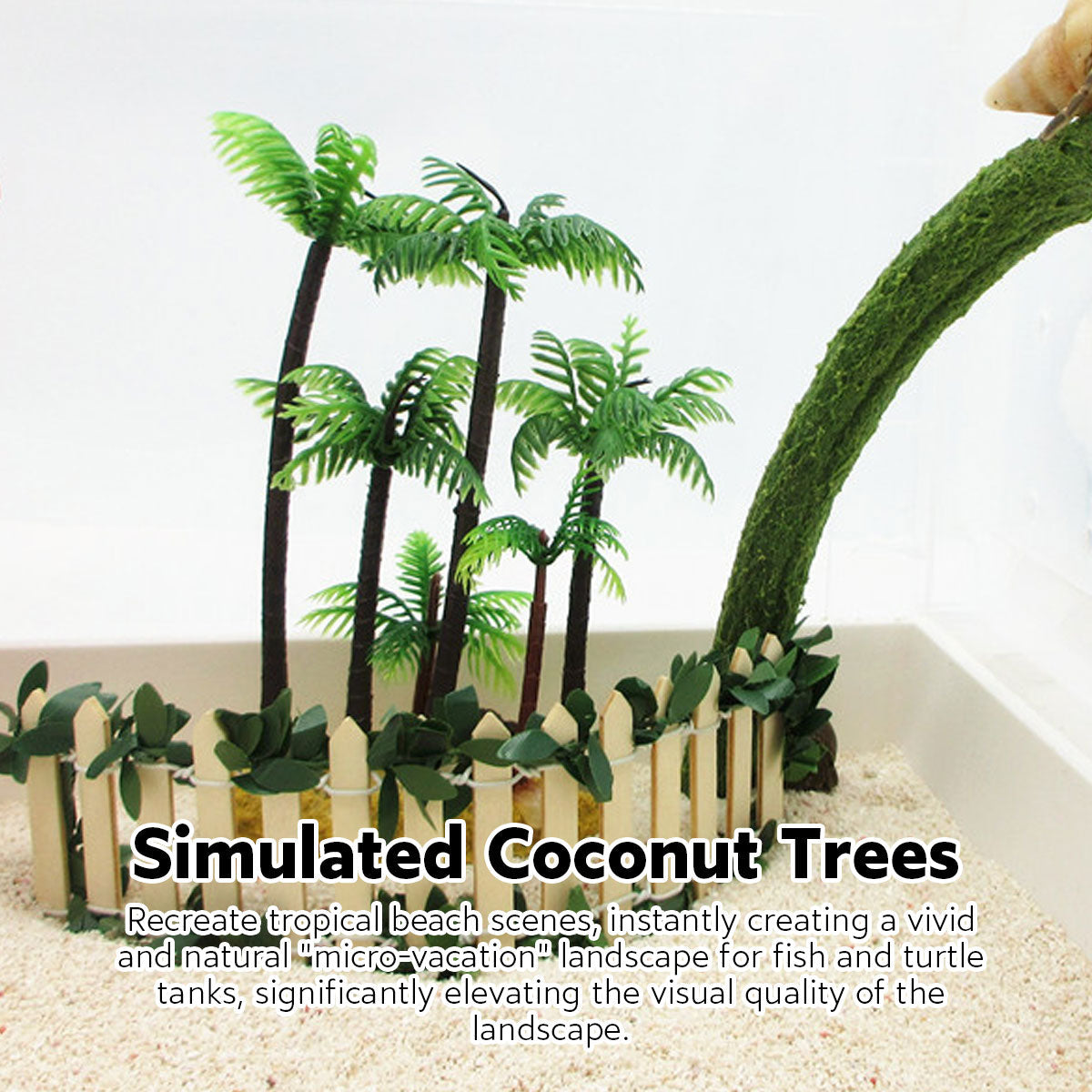 Fish Tank Plastic Coconut Tree Decoration Tropical Aquarium Ornament