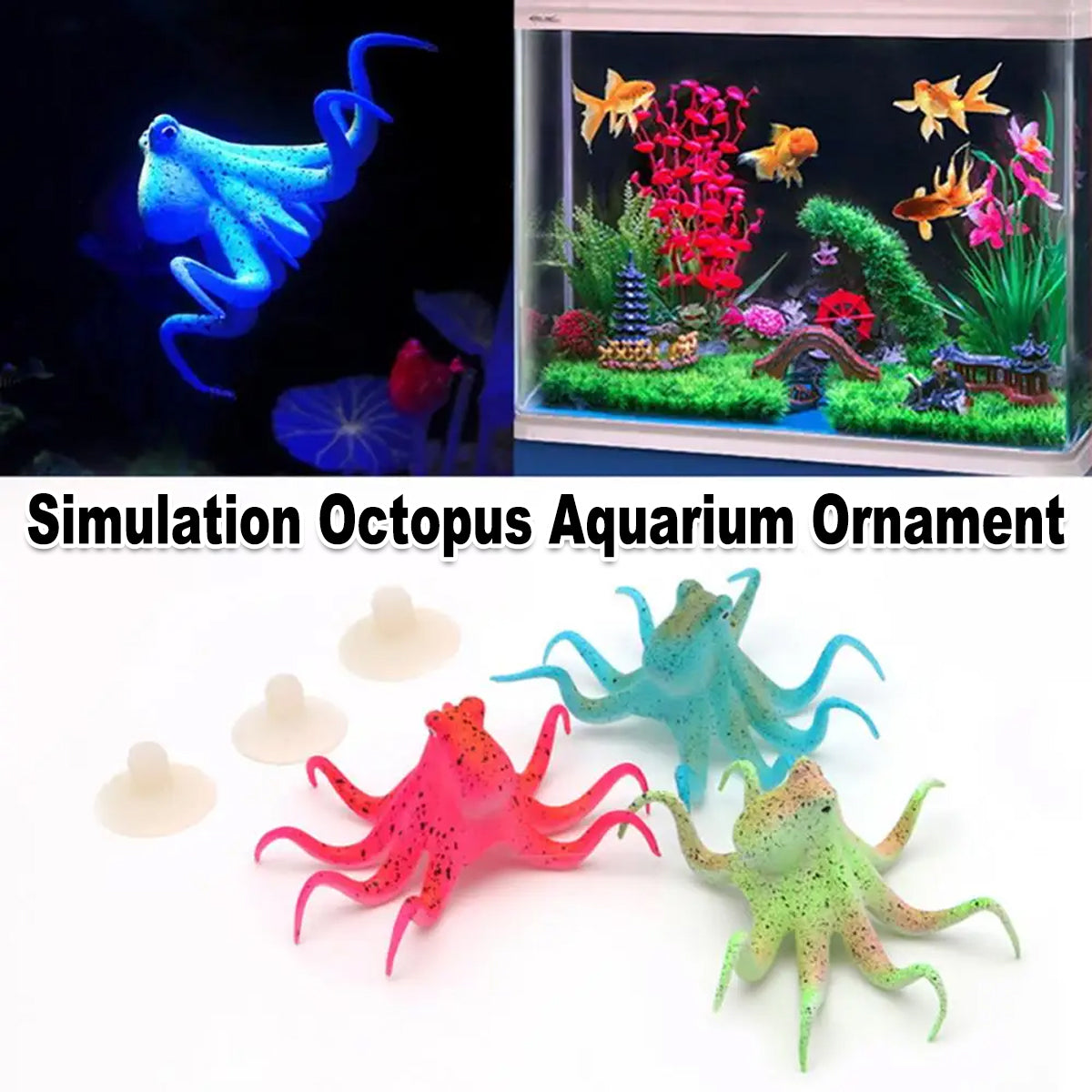 Glowing Simulation Octopus Aquarium Ornament Fluorescent Fish Tank Decoration