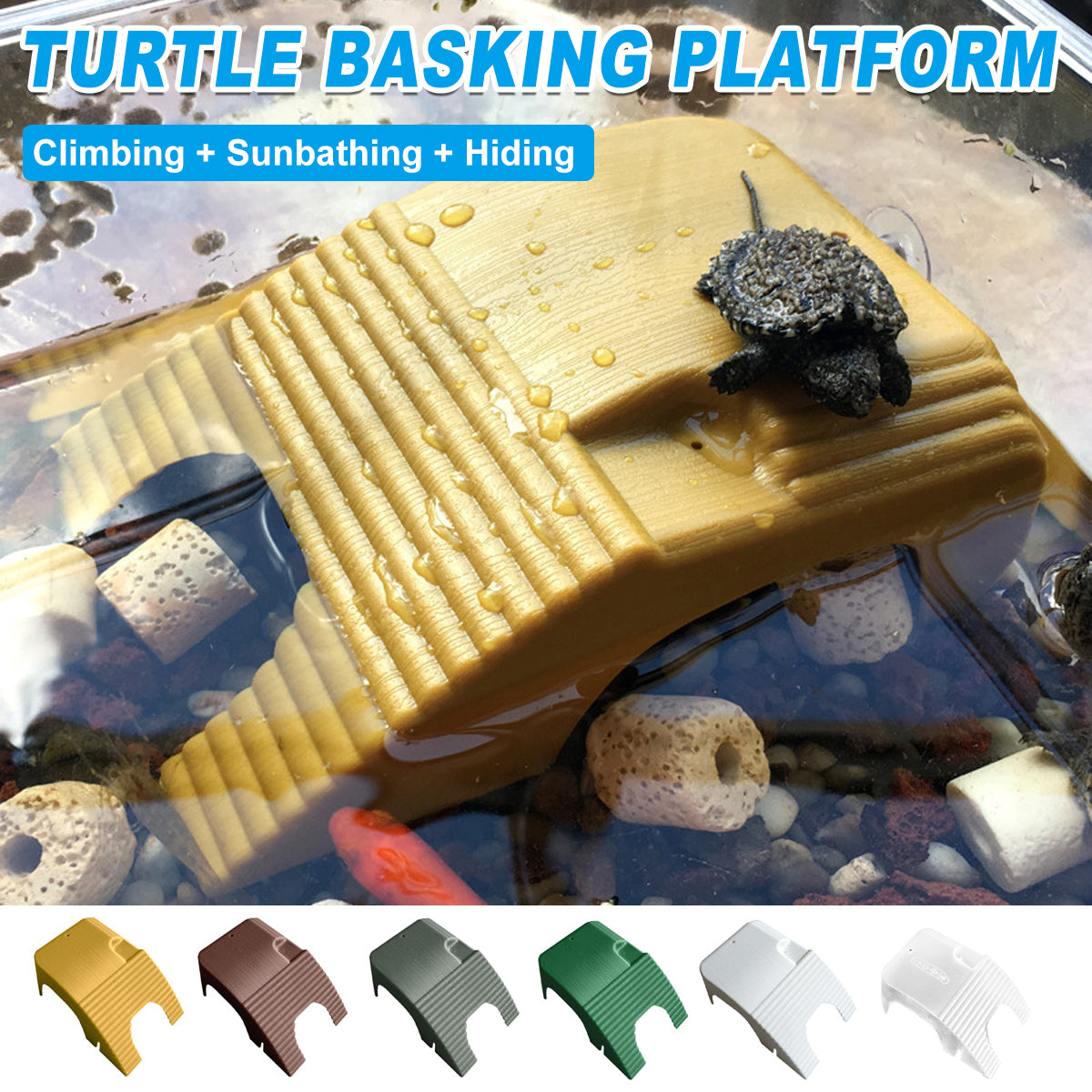 Turtle Basking Platform with Suction Cups Climbing Sunbathing Ramp