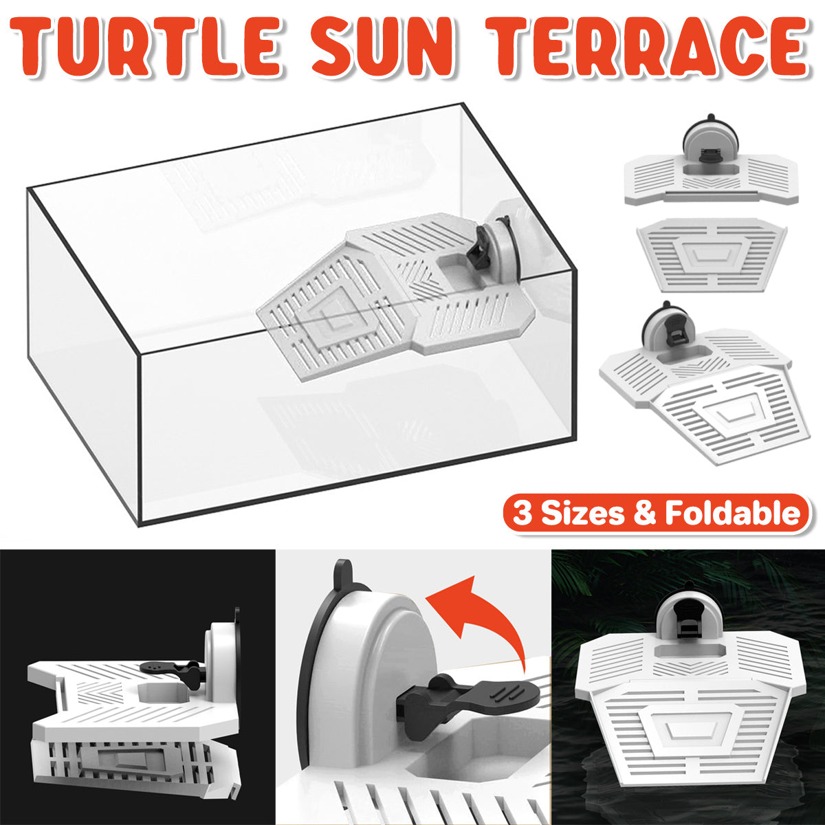 Tortoise Drying Platform Detachable Turtle Basking Ramp With Suction Cups