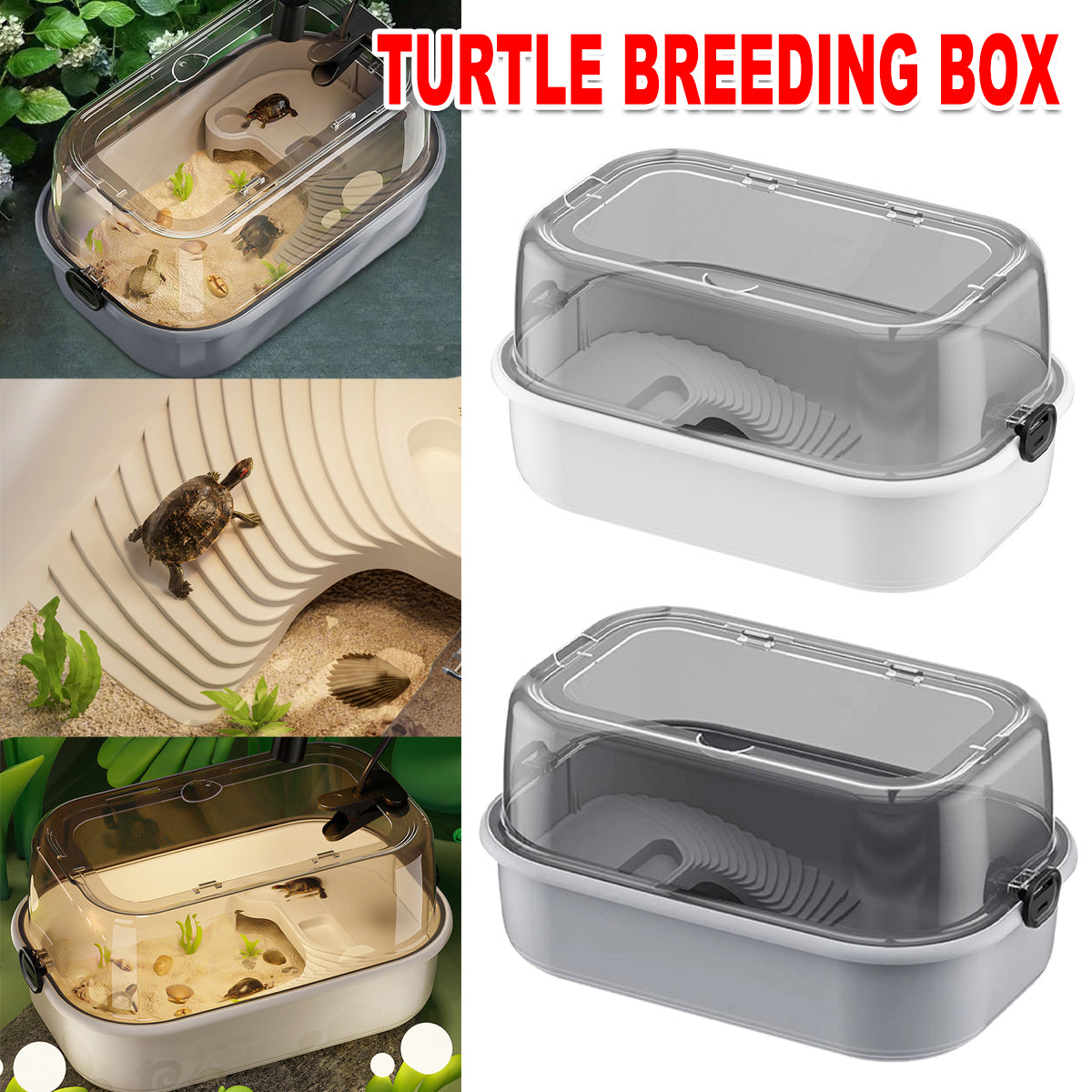 Turtle Breeding Box Aquarium Tank With Sun Terrace & Hiding Area