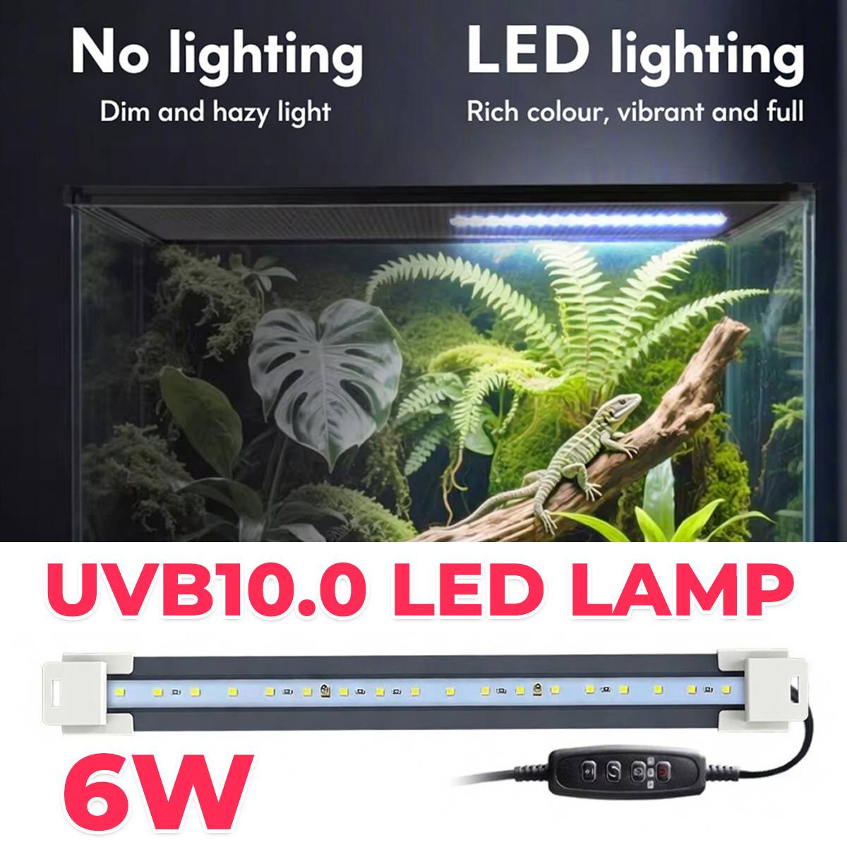 Large white reptile feeding box with LED display light – product view 2