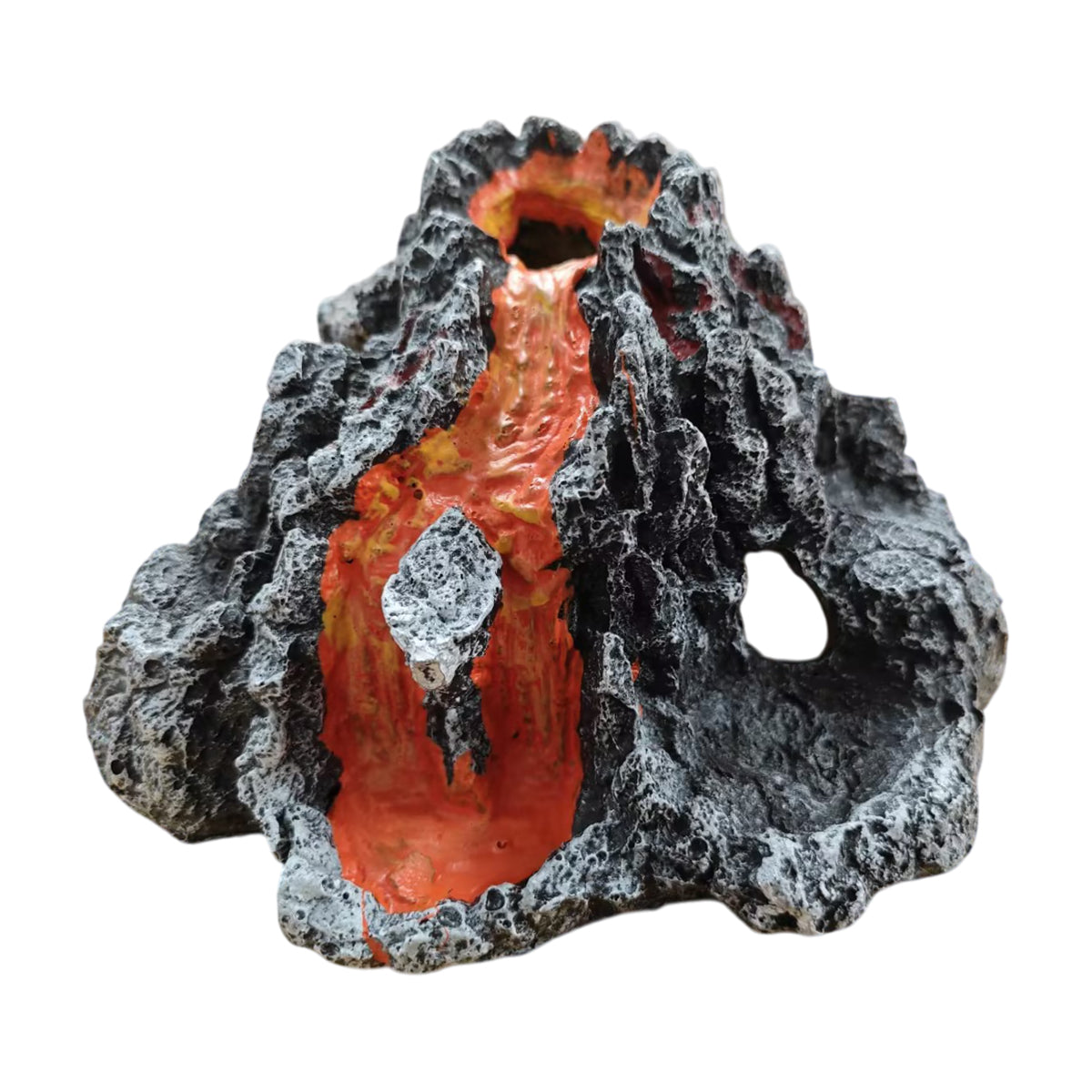 Resin Volcano Aquarium Ornament With Bubble Stone