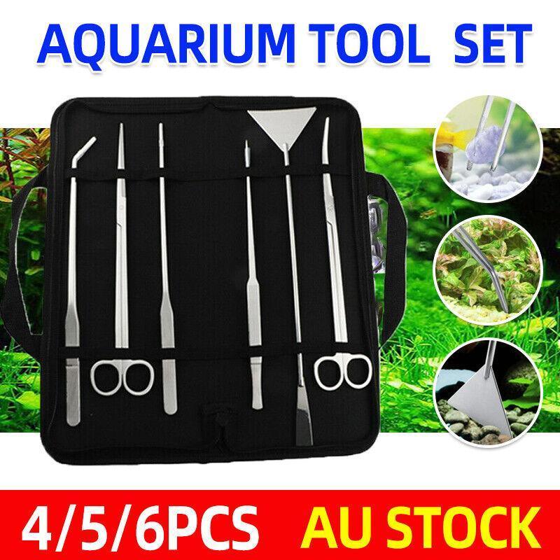Aquarium Tool Kit Stainless Steel Aquatic Plant Tweezers Scissors Spatula Set