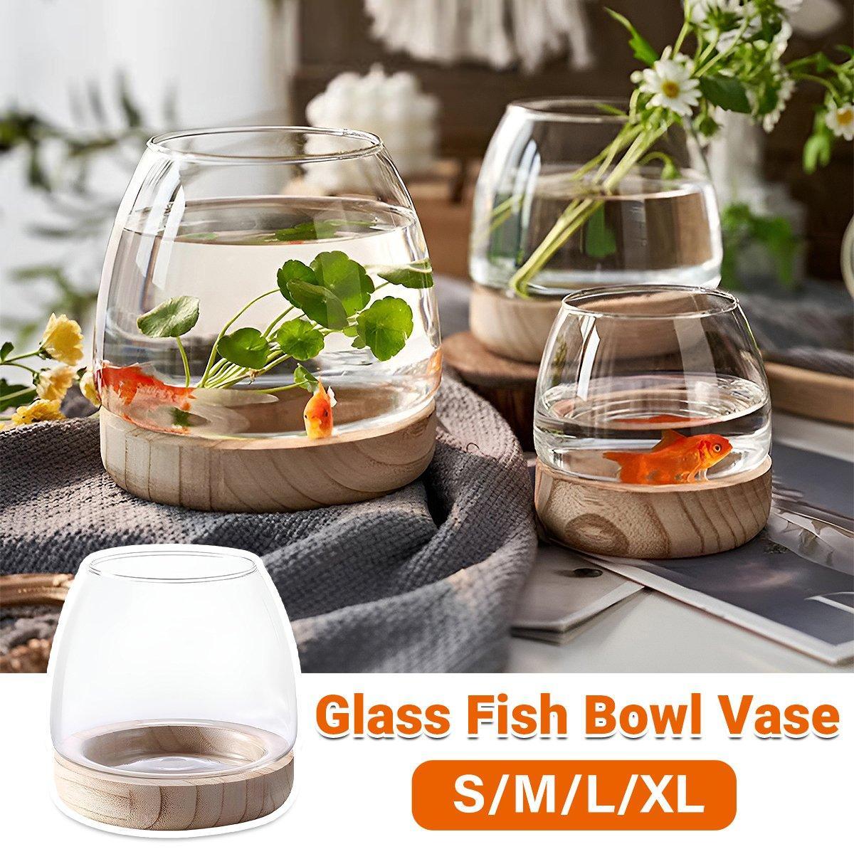 Elegant Small Aquarium with Wooden Tray