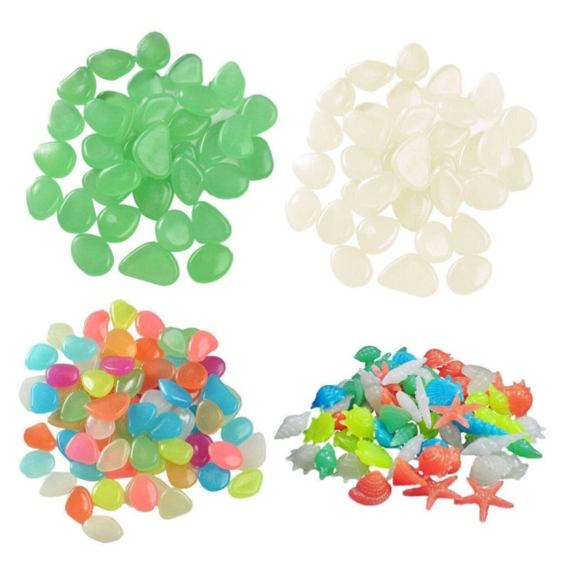 UP TO 500X Pebbles Stone Glow in the Dark Rock Fish Tank Stones