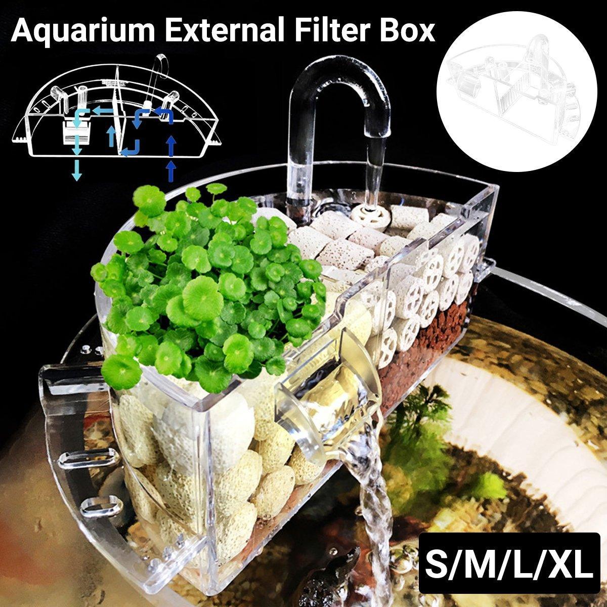 Round Fish Tank Filter Box Aquarium Trickle Box Small External Top Quiet Water Purification Three-in-One Filter