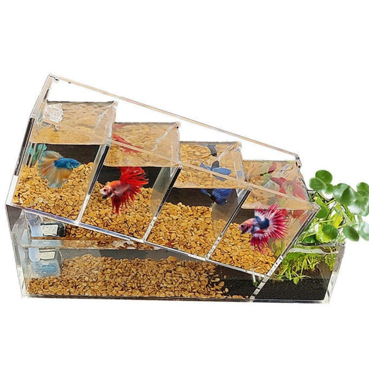Acrylic Desktop Ecological FishTank Multi-Grid Isolation Self-circulating Water