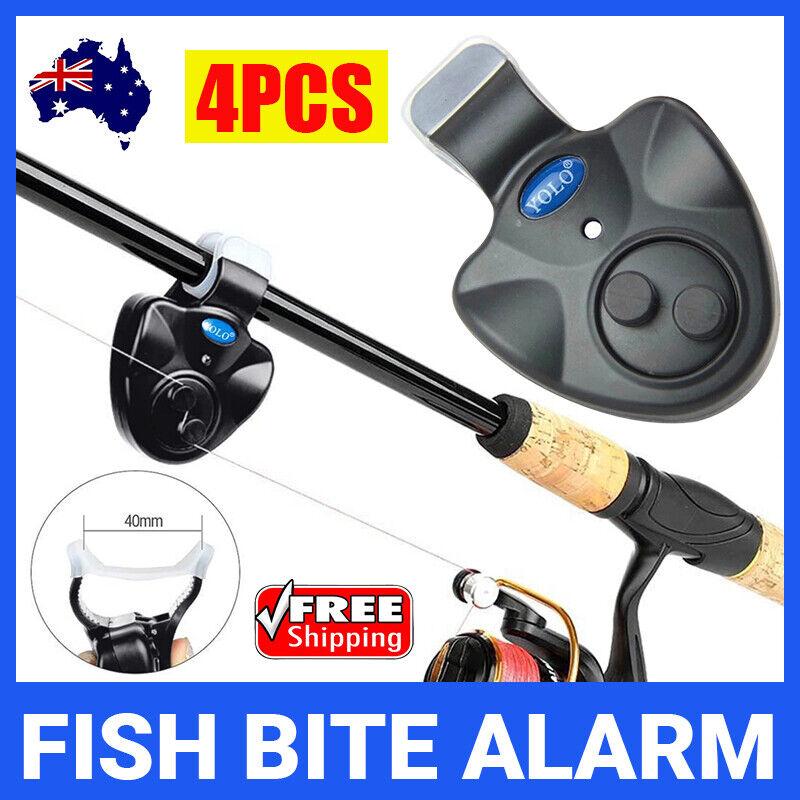 4PCS Electronic Fish Bite Sound Alarm LED Light Alert Bell Clip-On Fishing Rod