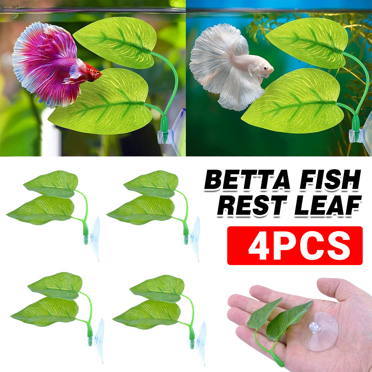 4pcs Artificial Betta Fish Leaves - Aquarium Decoration