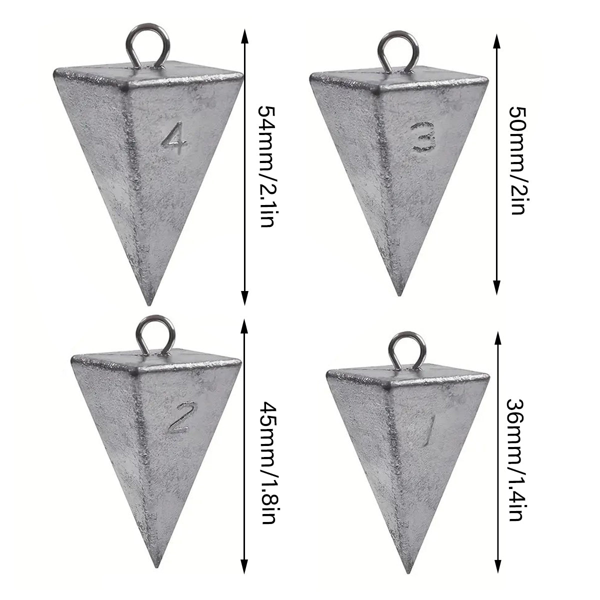 Four-Sided Triangular Lead Sinker Pyramid Fishing Weights