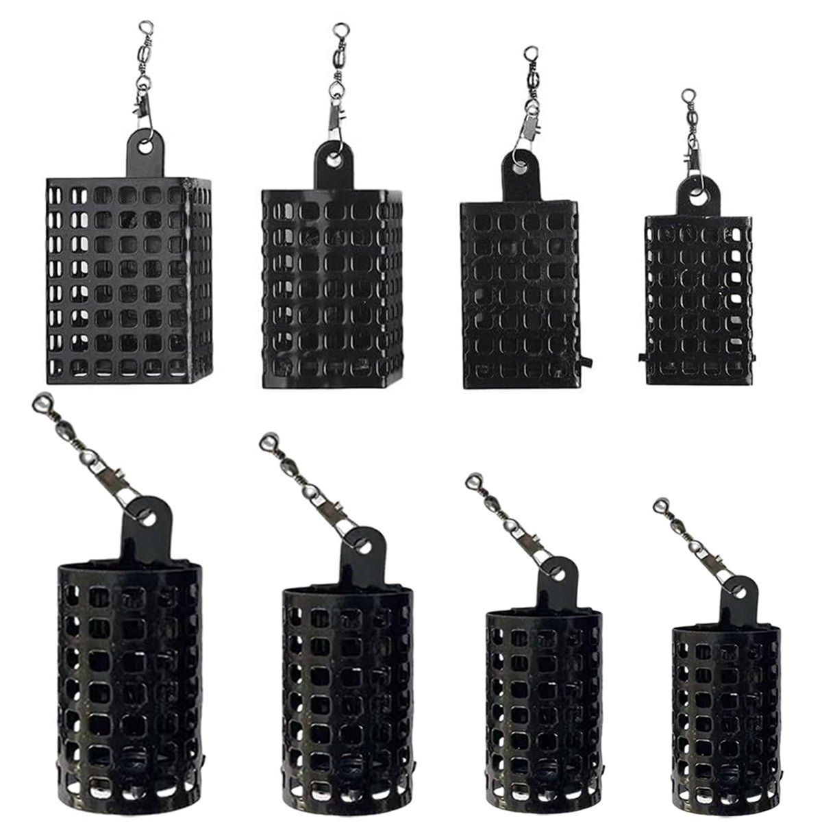3pcs Stainless Steel Fishing Bait Cage Set with Snap Swivels