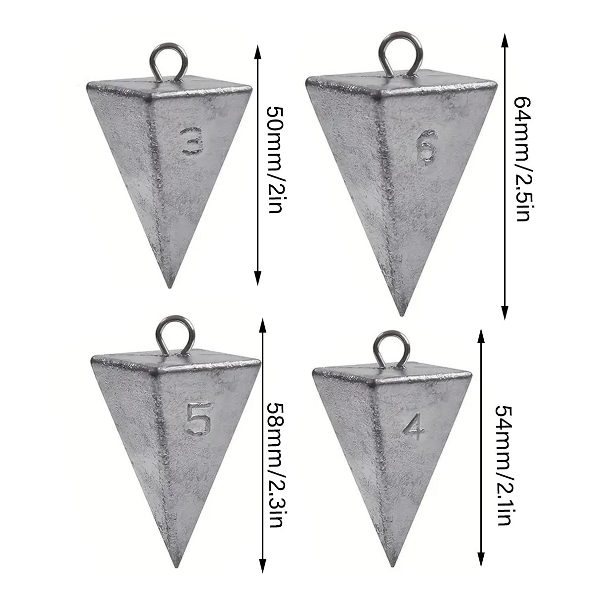 Four-Sided Triangular Lead Sinker Pyramid Fishing Weights