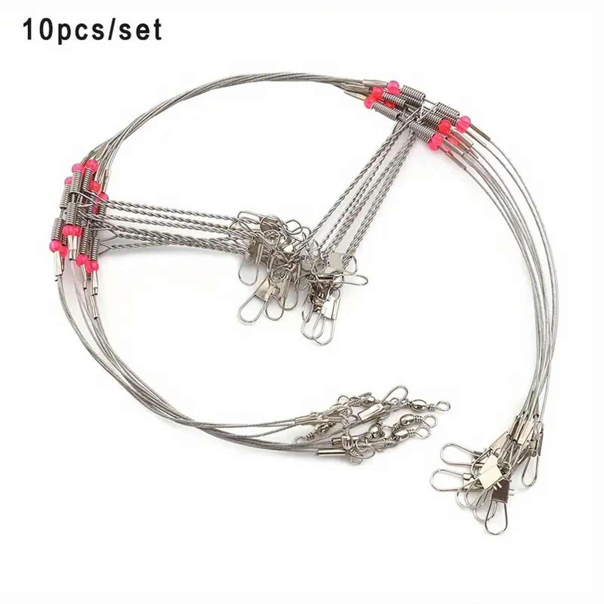 Stainless Steel Fishing Leader Rigs Anti-Winding Wire with Snaps