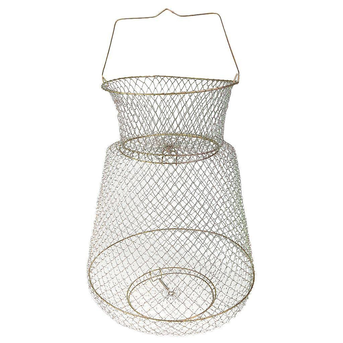 Foldable Galvanized Fish Trap Cage with Spring-Loaded Doors