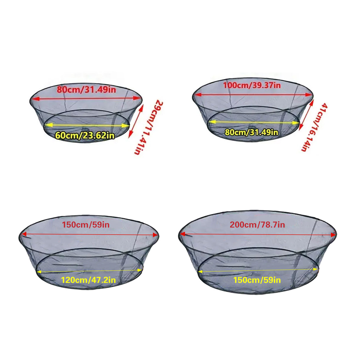 Folding Fishing Net Round Nylon Trap for Fish & Crustaceans