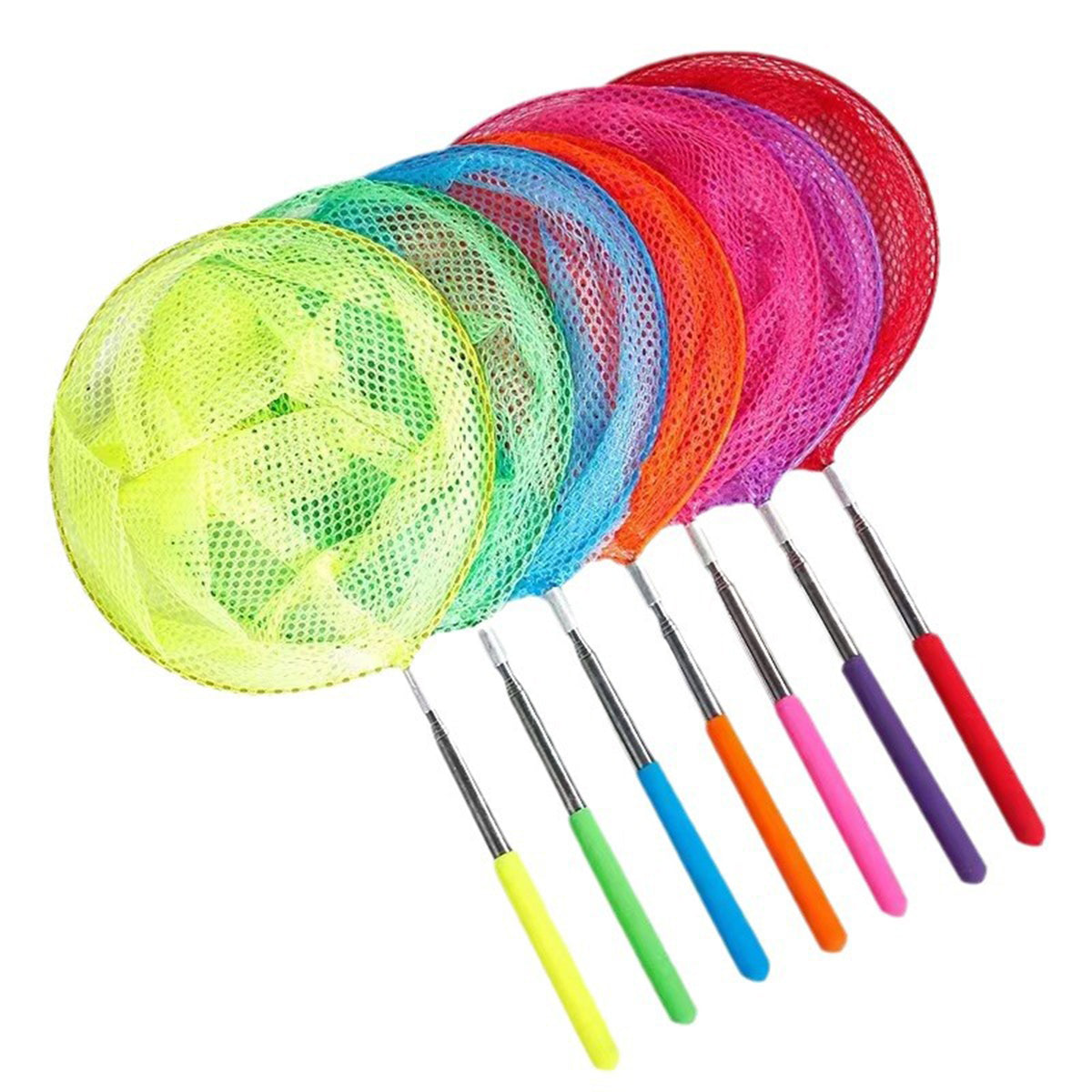 7pcs Telescopic Fishing Nets Colourful Stainless Steel Insect Butterfly Catcher
