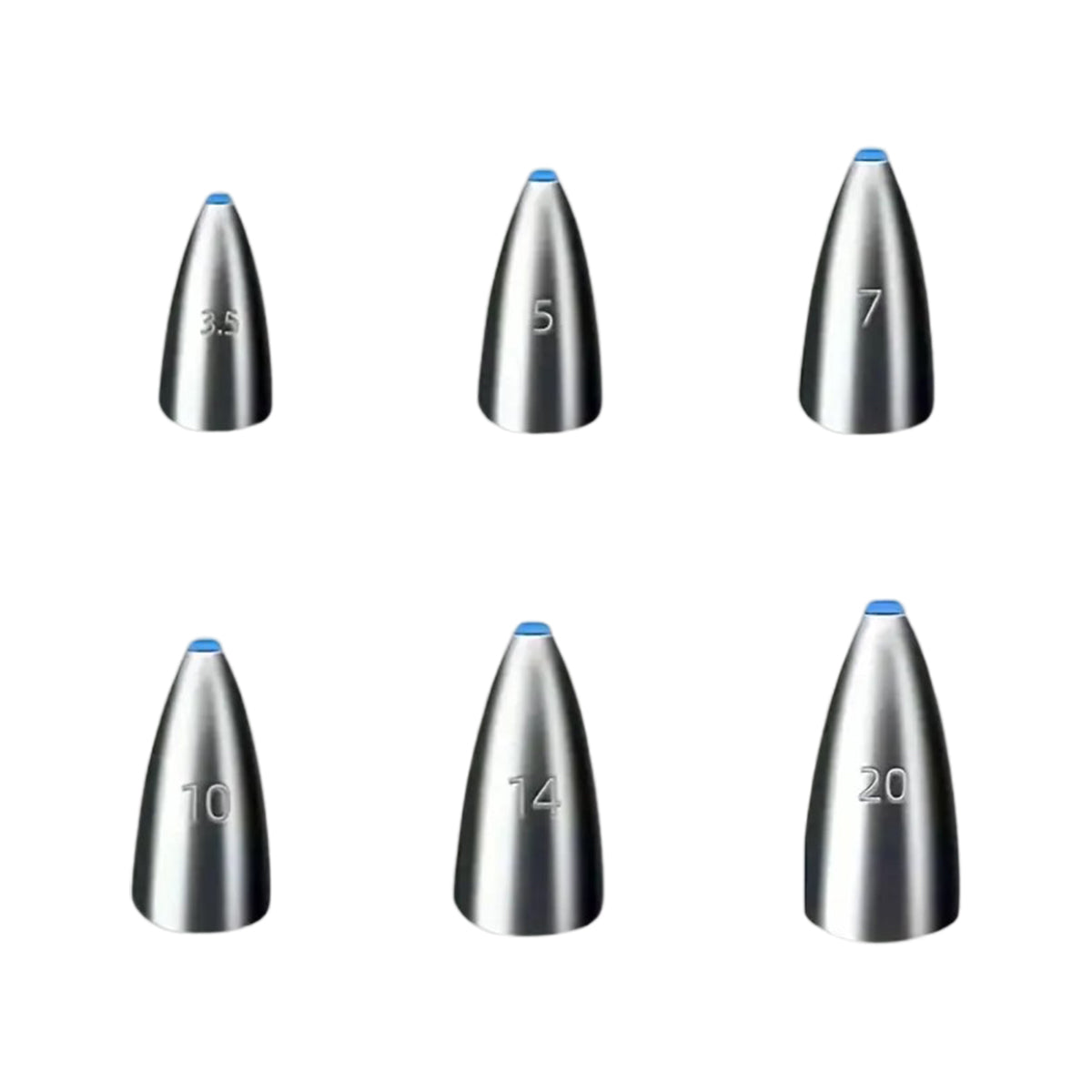 Bullet Fishing Sinkers Alloy Steel Weights With Plastic Core 50pcs