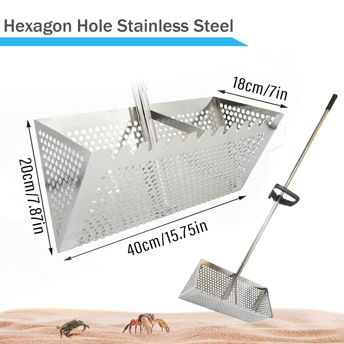 Stainless Steel Sand Screen Crab Hunting Sifter with Handle