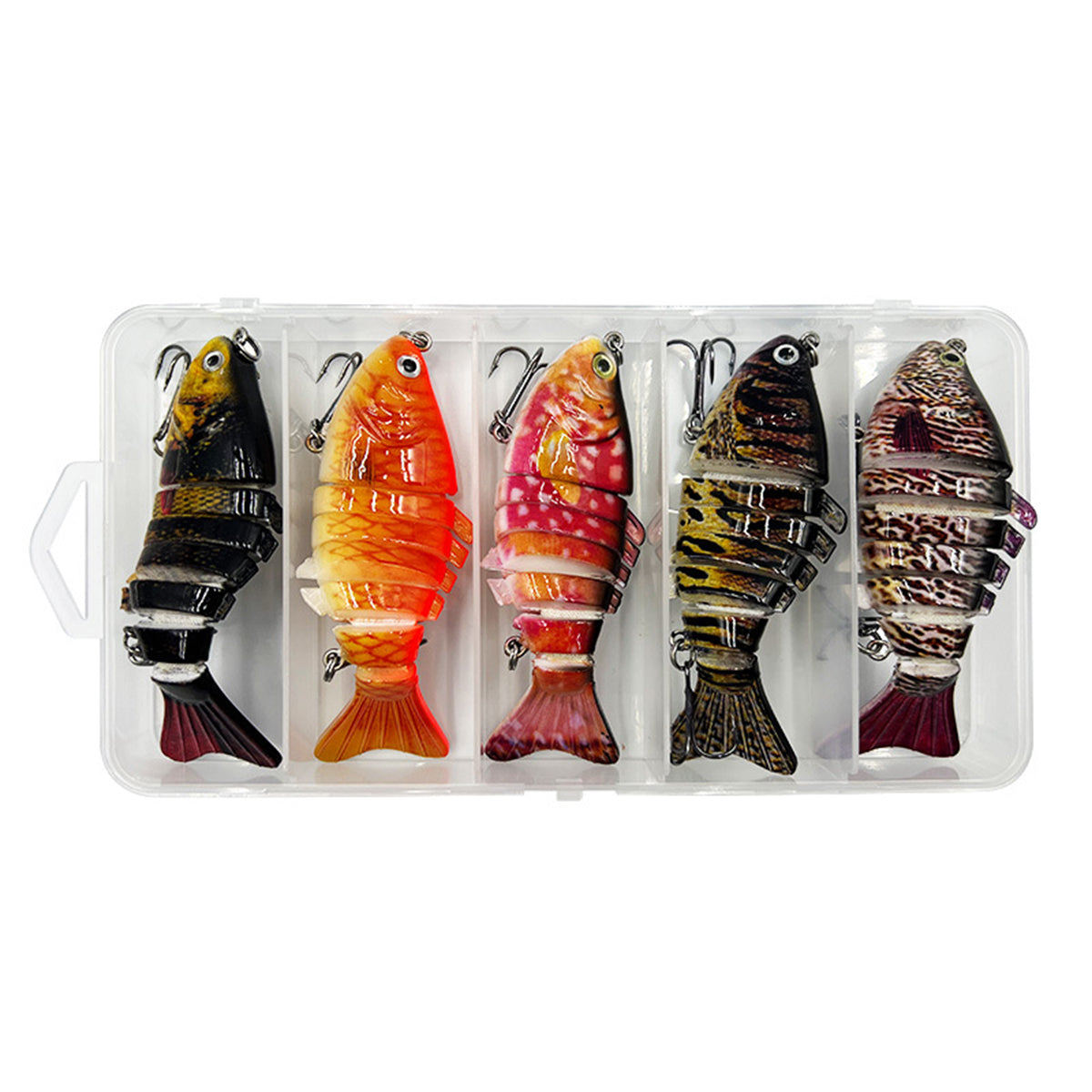 5PCS Multi-Jointed Fish Lures Set with Hooks for Freshwater & Saltwater