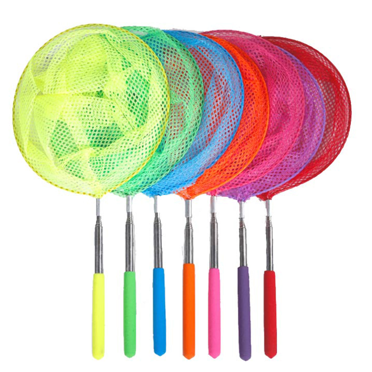 7pcs Telescopic Fishing Nets Colourful Stainless Steel Insect Butterfly Catcher