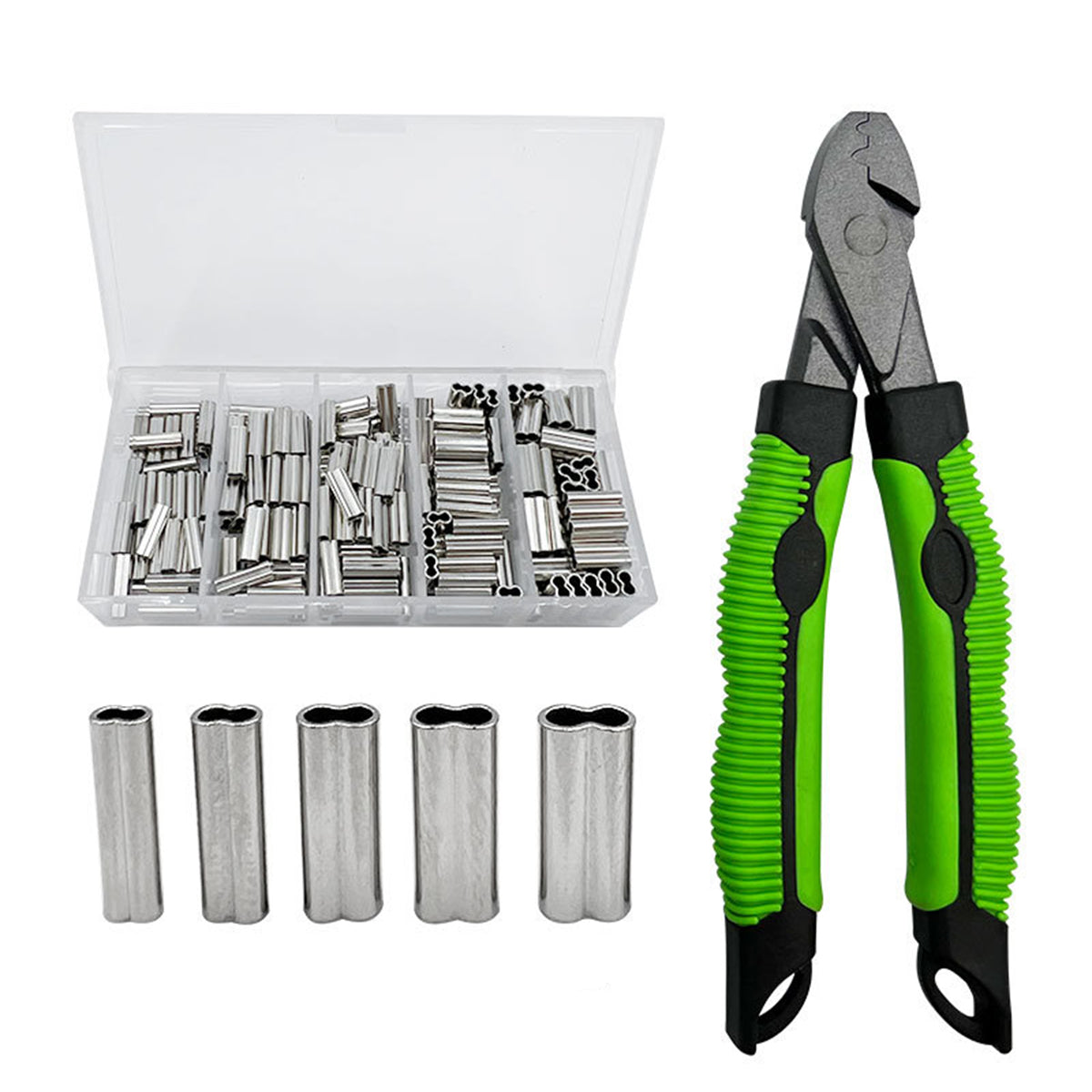 Fishing Crimping Tool Set with Pliers and Copper Ferrules Kit