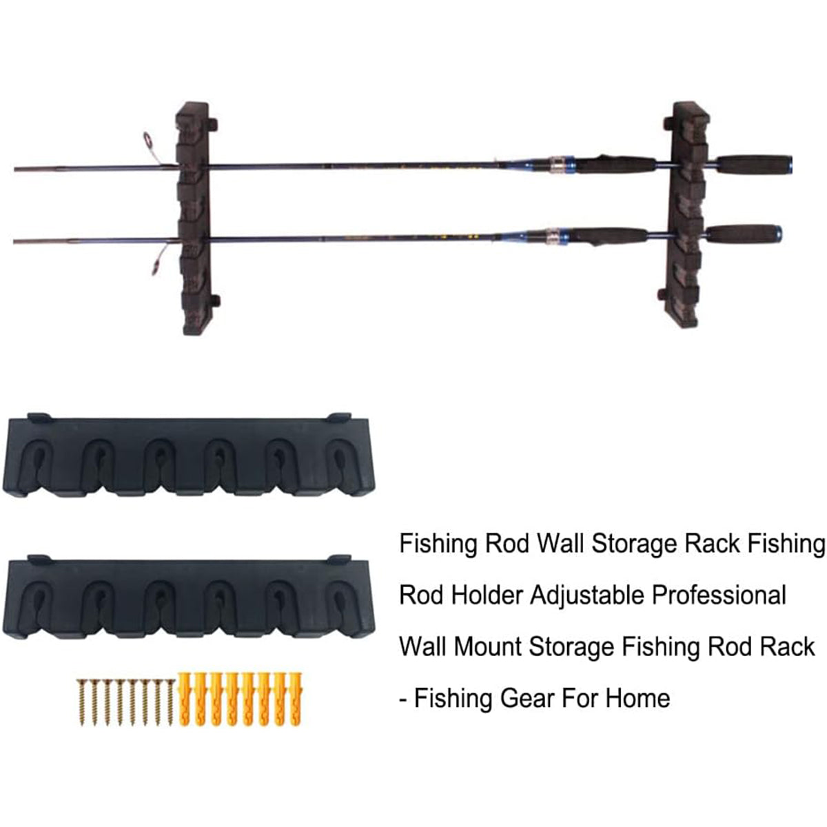 Wall Mounted Fishing Rod Rack Plastic Rod Holder With Foam Slots
