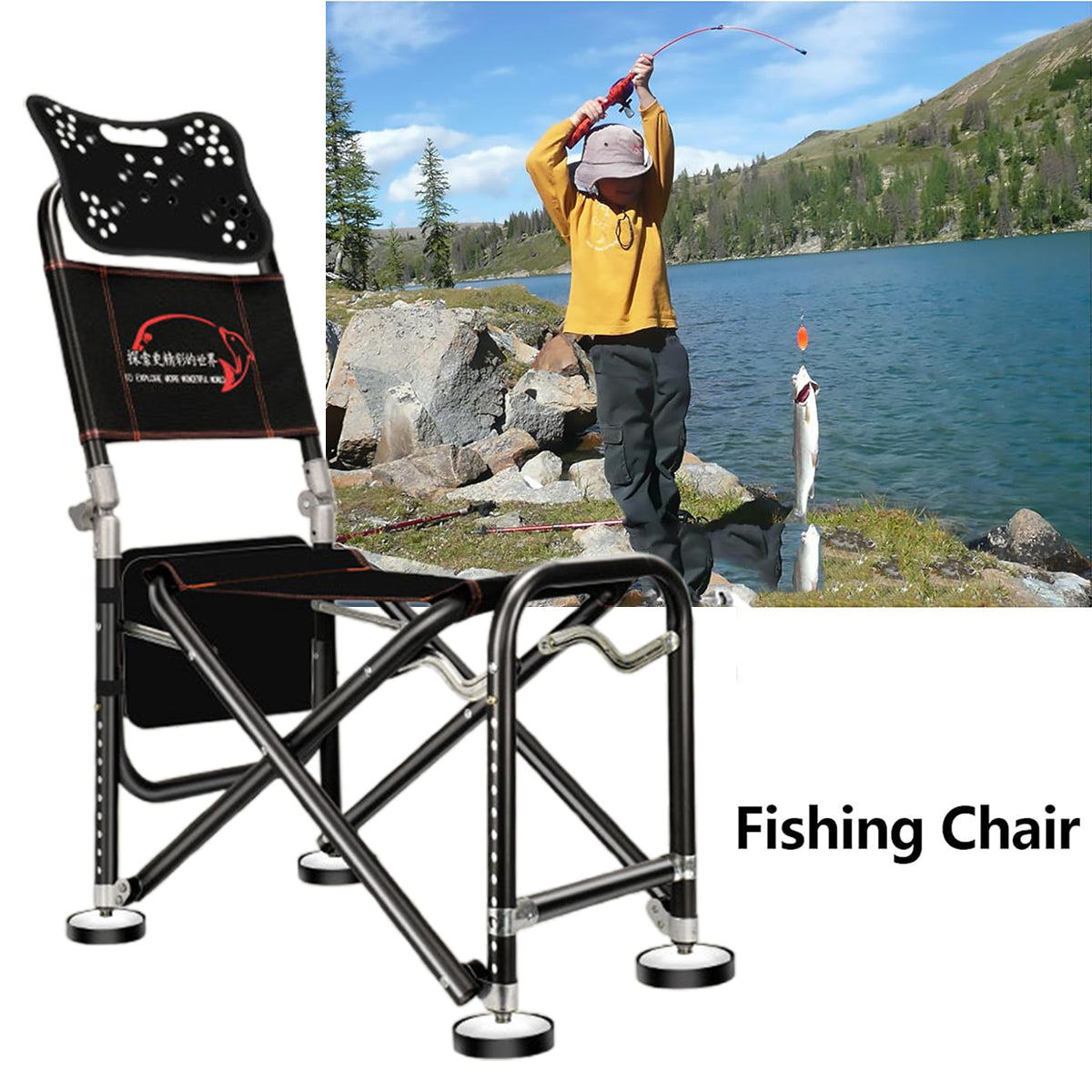 Portable Foldable Fishing Chair with Backrest for Outdoor Use