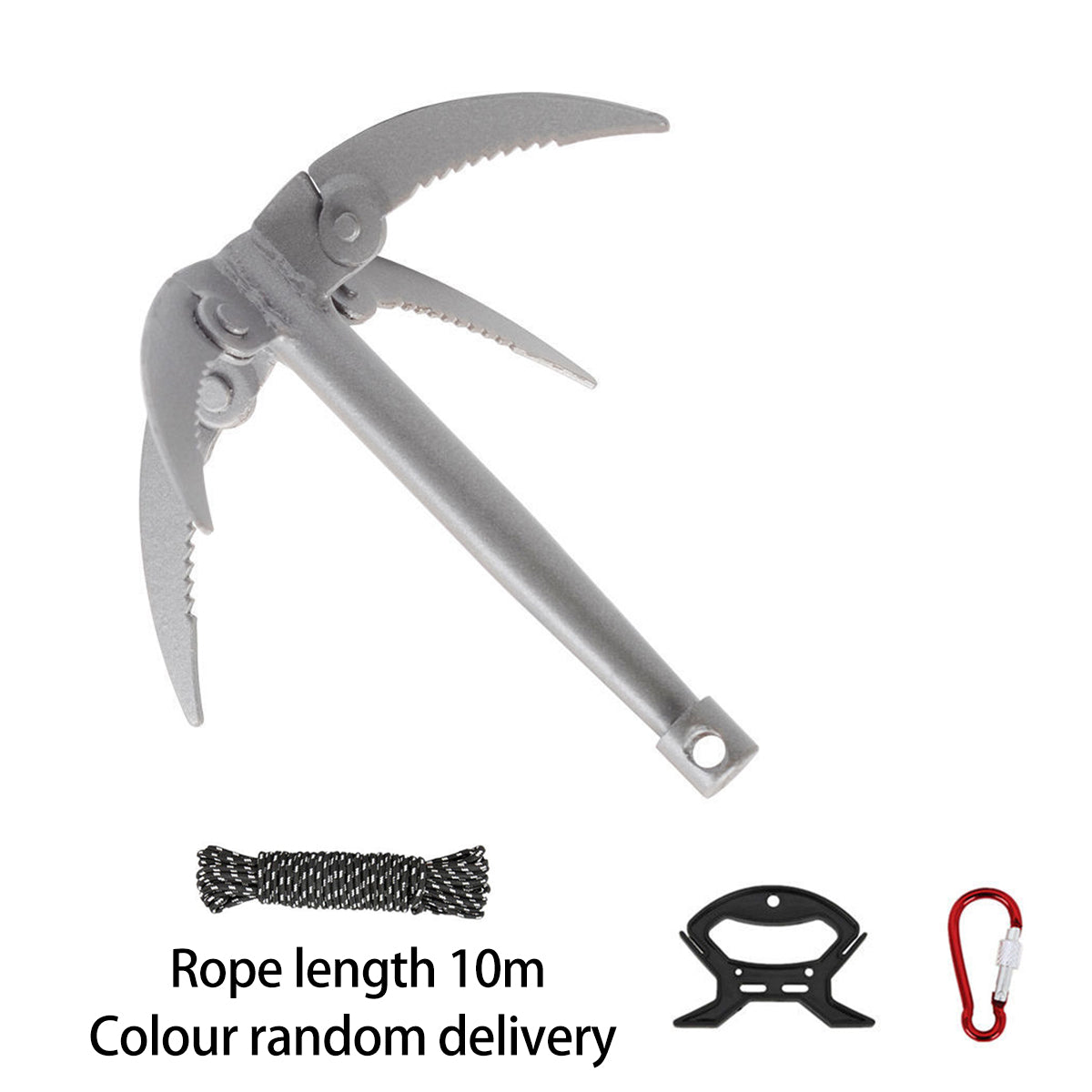 Stainless Steel Four-Claw Anchor Knife with Rope and Carabiner