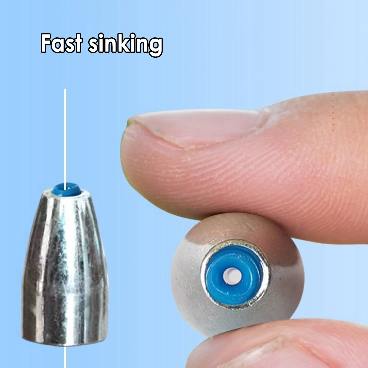 Bullet Fishing Sinkers Alloy Steel Weights With Plastic Core 50pcs