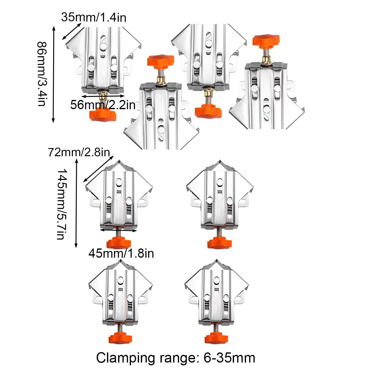 Stainless Steel Right Angle Clamps Adjustable for Woodworking