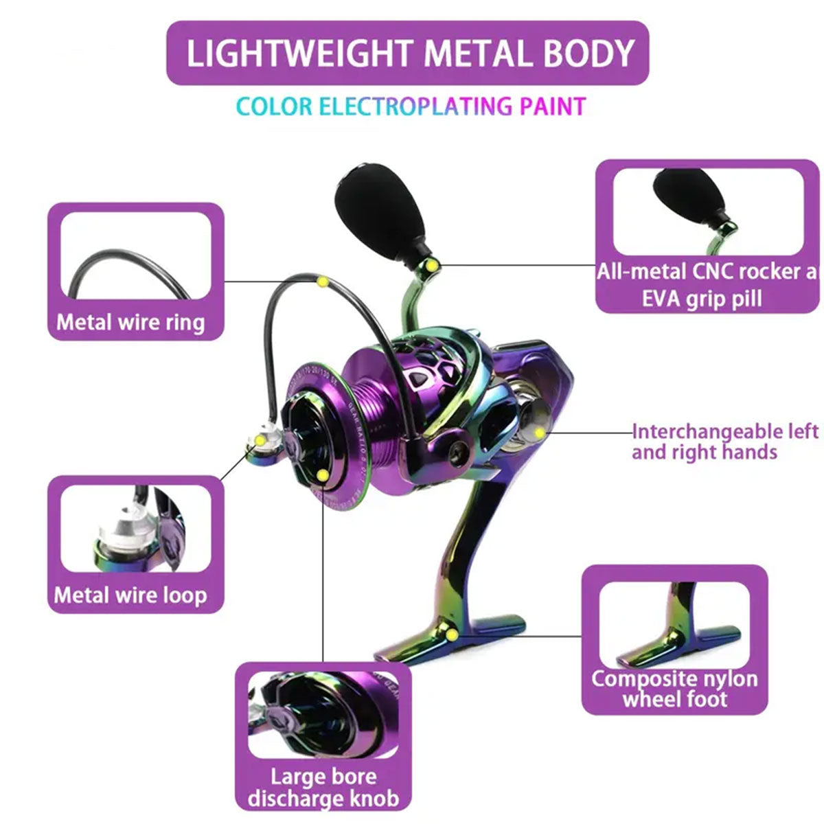 Metal Spinning Reel Durable Electroplated Fishing Reel Left Right Hand