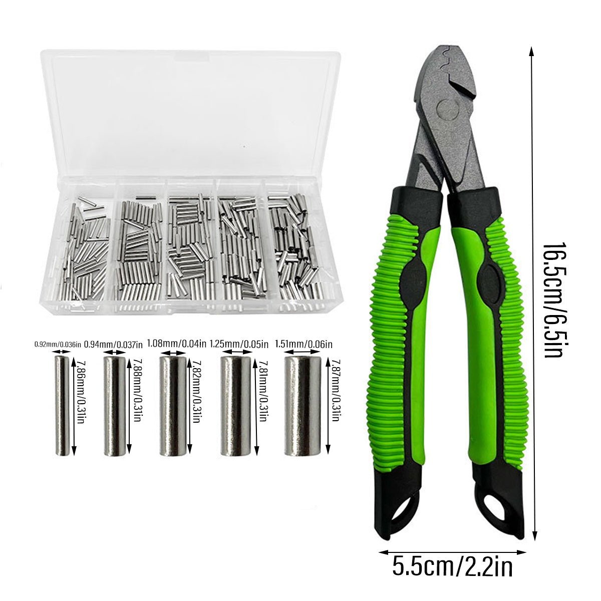 Fishing Crimping Tool Set with Pliers and Copper Ferrules Kit