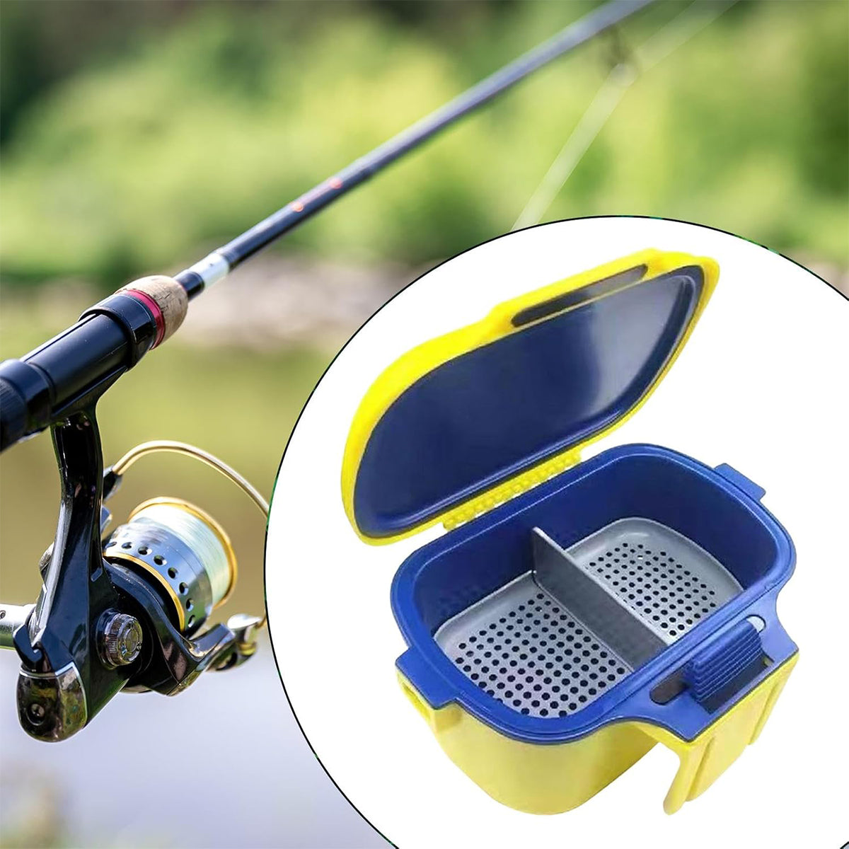 Dual Compartment Fishing Live Bait Box with Moisture Retention