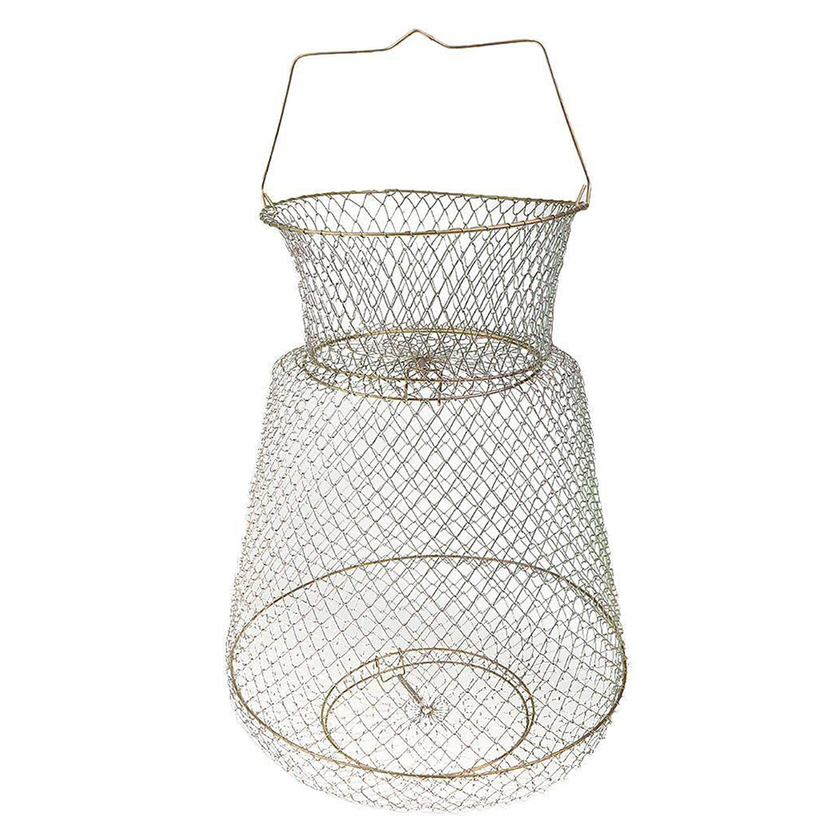 Foldable Galvanized Fish Trap Cage with Spring-Loaded Doors